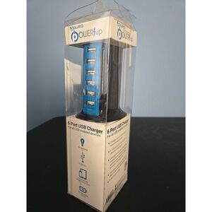 Aduro 6-Port USB Desktop Charging Station Hub Wall Charger Blue